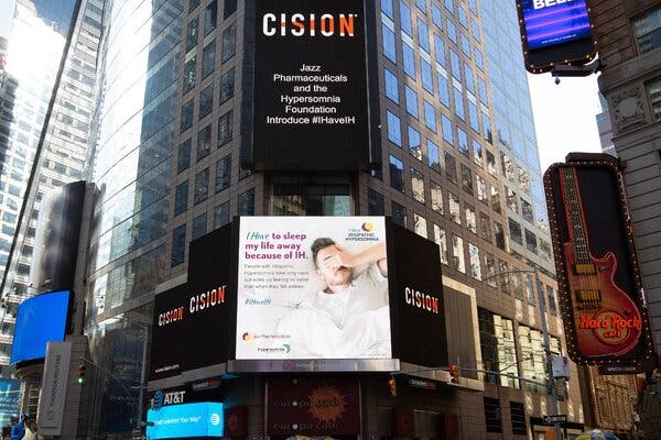 Jazz Pharmaceuticals and the Hypersomnia Foundation’s awareness campaign included advertisements in Times Square.